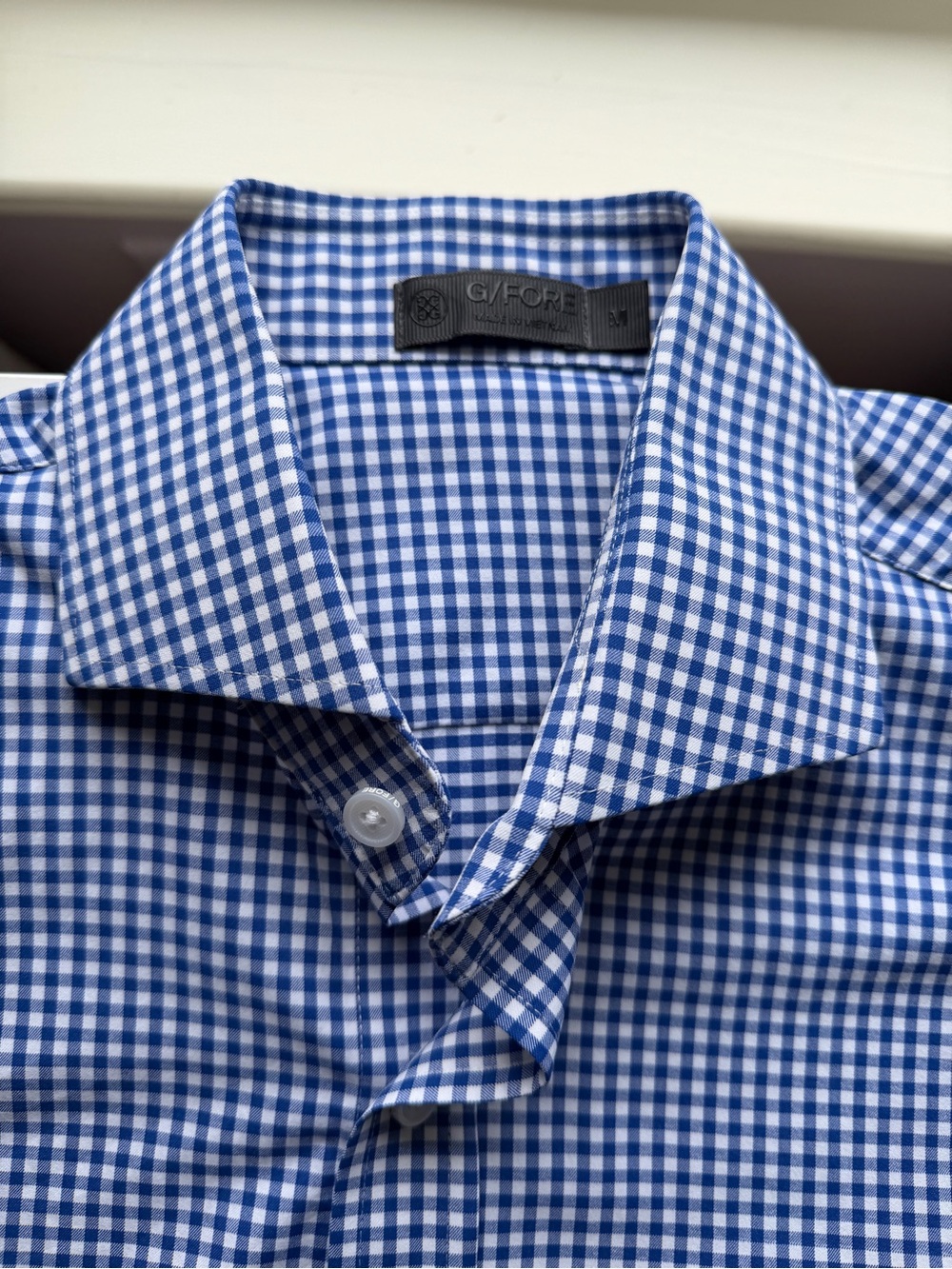 G/FORE Men’s Blue and White Gingham Dress Shirt